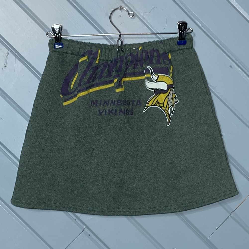 Urban Renewal Upcycled Minnesota Viking Football Green Mini Sweatshirt  skirt